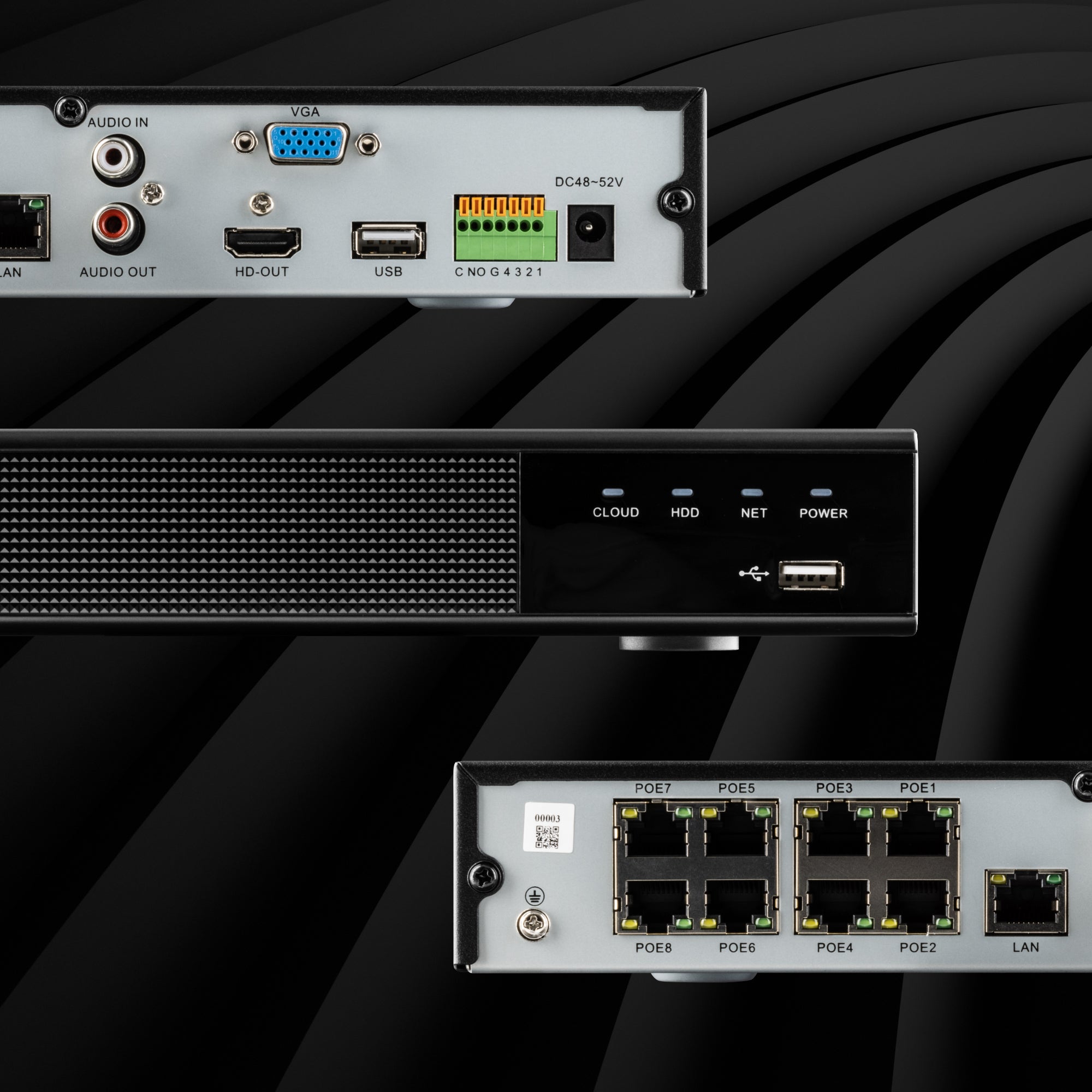 Zxtech Onyx 16CH (8-PoE) 12MP/4K PoE NVR Recorder, 1-Bay 10TB, H.265+, AI Human Detection