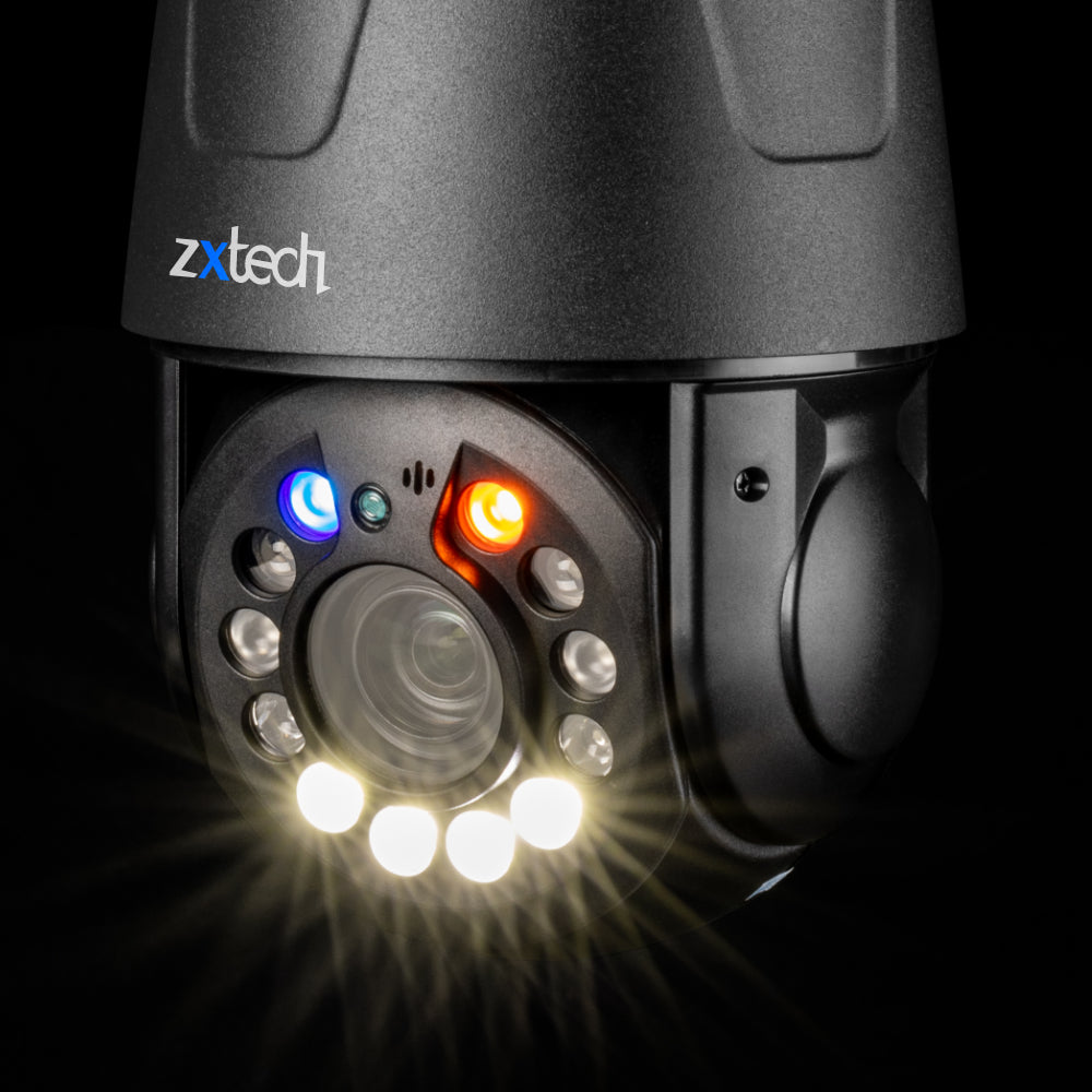 Zxtech 4K Wireless PTZ CCTV System - 4 x WiFi Security Camera 5X/10X/20X Auto Zoom Colour Night Vision Outdoor 2-Way-Audio 9CH Sony Starvis