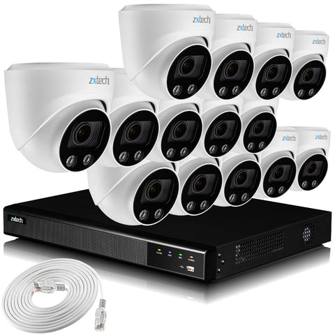 Zxtech 14x 5MP 8MP 60M IR Auto Zoom PoE Security Camera NVR Face Recognition Kit RX14C16X