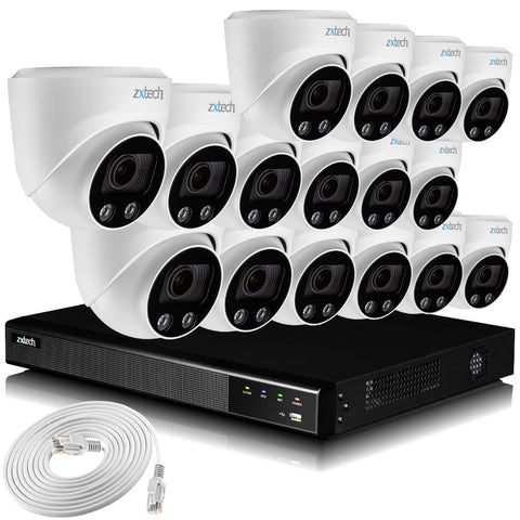 Zxtech 16x 5MP 8MP 60M IR Auto Zoom PoE Security Camera NVR Face Recognition Kit RX16C16X