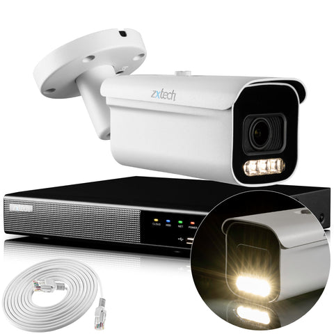 Zxtech 4K CCTV System - 1 x IP PoE Camera Motorised Lens Face Detection Outdoor Sony Starvis Enhanced Night Vision | RX1D4Z