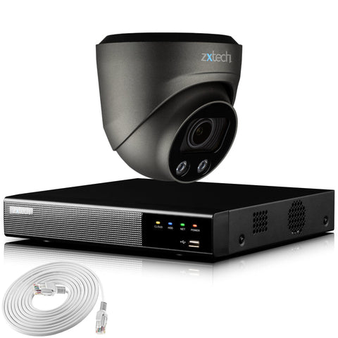Zxtech 4K CCTV System - 1 x IP PoE Camera Motorised Lens Face Detection Outdoor Sony Starvis | RX1G4Z