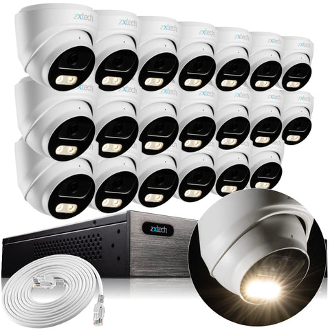 Zxtech Colour Night Vision 20 x 5MP 8MP PoE Camera Outdoor NVR Face Recognition Home CCTV System RX20A24W