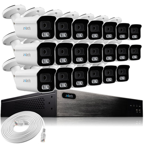 Zxtech 20 x 5MP 8MP PoE IP Camera NVR Face Recognition Complete Security System RX20B24W