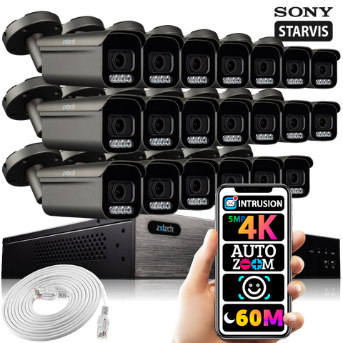 Zxtech 16x 4K/8MP/5MP Face Recognition Audio Auto Zoom PoE IP Bullet Camera System RX20H24W