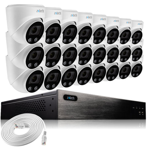 Zxtech 16x 5MP 8MP 60M IR Auto Zoom PoE Security Camera NVR Face Recognition Kit RX24C24W