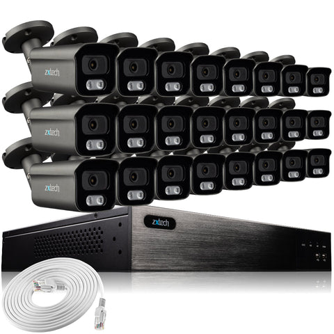 Zxtech 24 x 5MP 8MP IR PoE Camera Face Recognition Full System RX24F24W