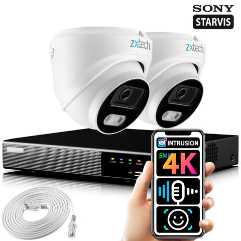 Zxtech 5MP 8MP UHD 60M PoE Camera Outdoor NVR Face Recognition Home CCTV System RX2A4Z