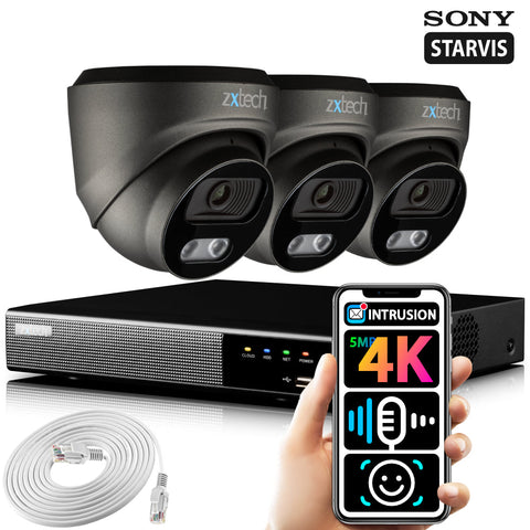 Zxtech 5MP 4K 60M IR PoE Outdoor CCTV NVR Face Recognition Home CCTV System RX3E4Z