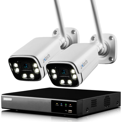 Zxtech 5MP/8MP/4K Wireless CCTV System - 2x WiFi Security Cameras Outdoor 2-Way-Audio Night Vision 9CH Sony Starvis  | WF2A9Y