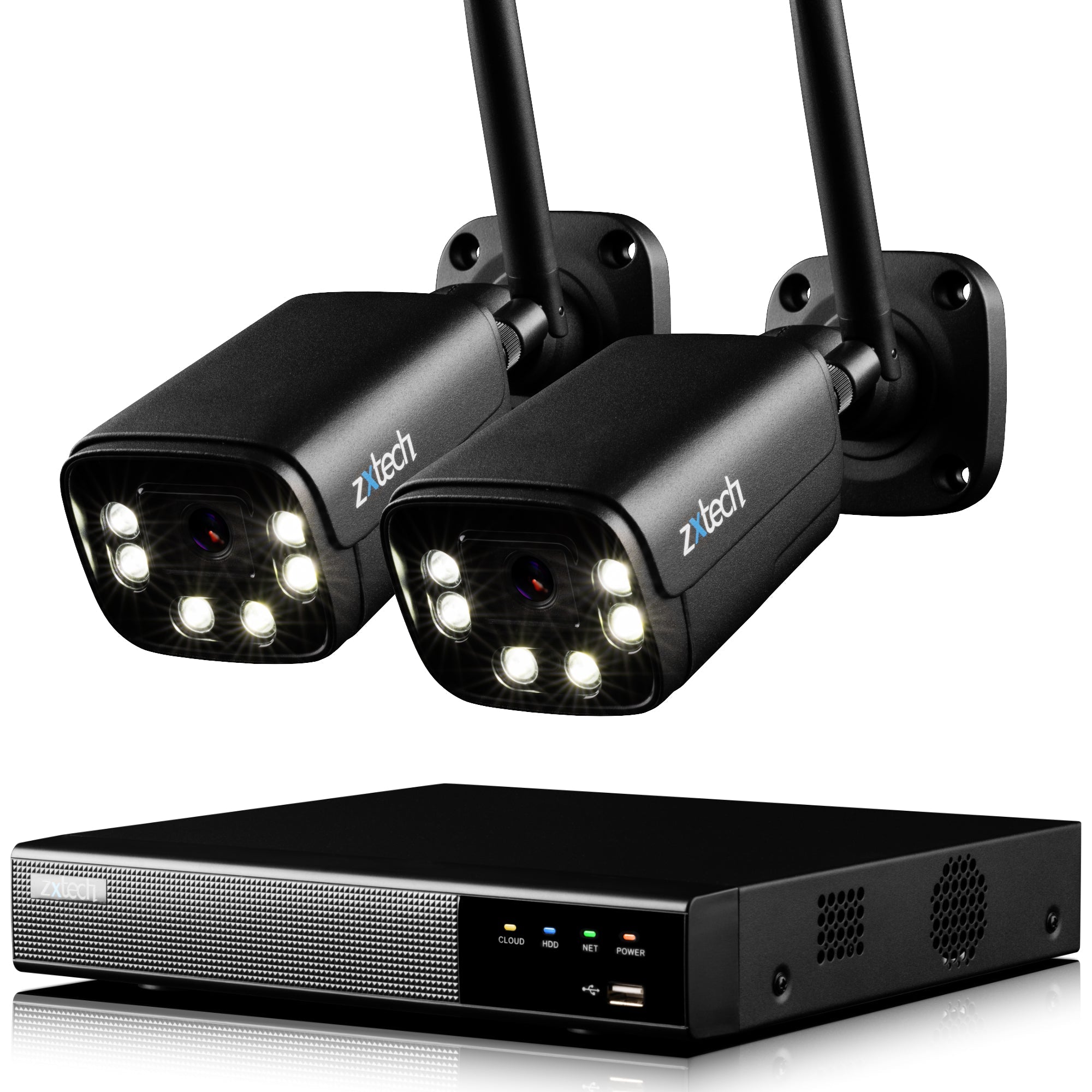 Zxtech 5MP/8MP/4K Wireless CCTV System - 2x WiFi Security Cameras Outdoor 2-Way-Audio Night Vision 9CH Sony Starvis | WF2D9Y