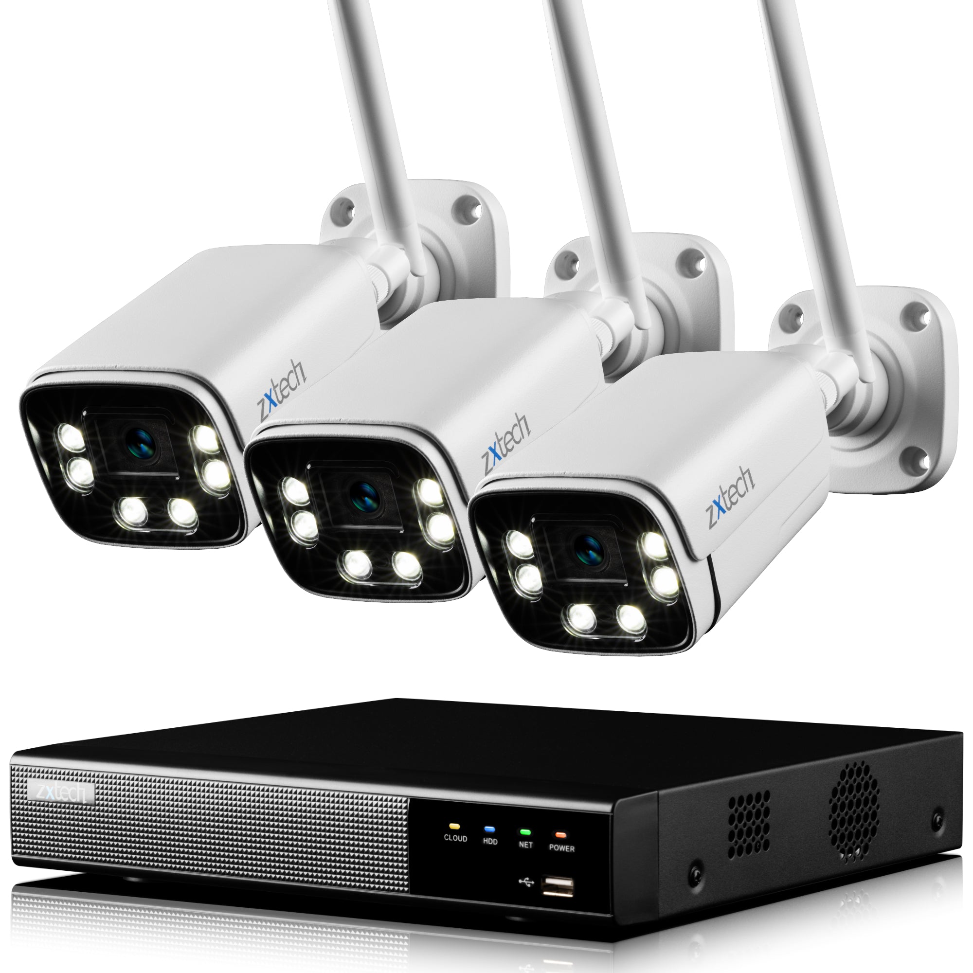 Zxtech 5MP/8MP/4K Wireless CCTV System - 3x WiFi Security Cameras Outdoor 2-Way-Audio Night Vision 9CH Sony Starvis | WF3A9Y