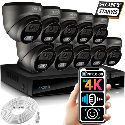 Zxtech 10x 5MP 8MP 60M IR PoE CCTV NVR Face Recognition Waterproof Camera System RX10E16X