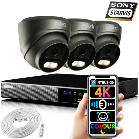 Zxtech 5MP Colour Night Vision 4K 60M IR PoE Outdoor CCTV NVR Face Recognition Home CCTV System RX3E4Z