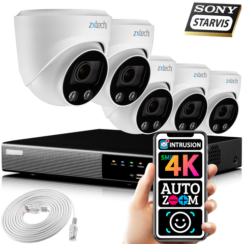 Zxtech  5MP 4K Ultra HD Auto Zoom PoE UHD CCTV Camera Face Recognition System RX5C9Y