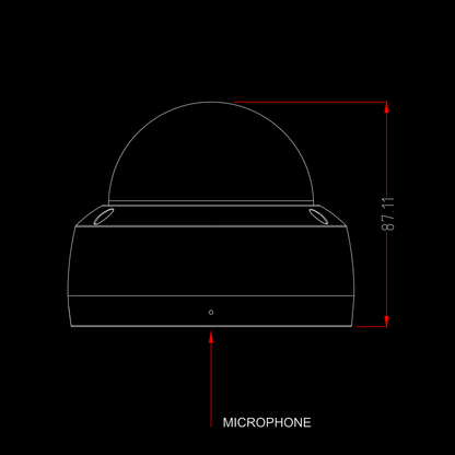 Zxtech Boutique 4K (8MP) IK10 – Low-Profile Dome PoE CCTV Camera with Audio – Infrared