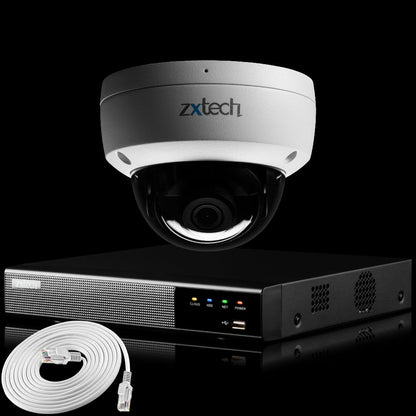 Zxtech IK10 4K PoE CCTV System – 1 x 8 MP Camera with Sony Starvis, Stealth Night Vision &amp; Built‑in Audio for High‑End Interiors | IK1A4Z