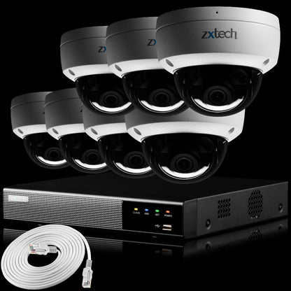 Zxtech IK10 4K PoE CCTV System – 7 x 8 MP Cameras with Sony Starvis, Stealth Night Vision &amp; Built‑in Audio for High‑End Interiors | IK1A4Z