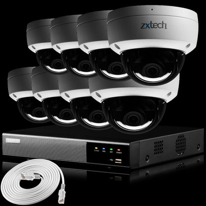 Zxtech IK10 4K PoE CCTV System – 8 x 8 MP Cameras with Sony Starvis, Stealth Night Vision &amp; Built‑in Audio for High‑End Interiors | IK1A4Z