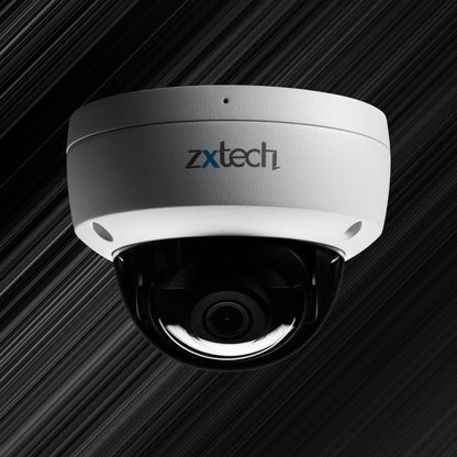 Zxtech Boutique 4K (8MP) IK10 – Low-Profile Dome PoE CCTV Camera with Audio – Infrared