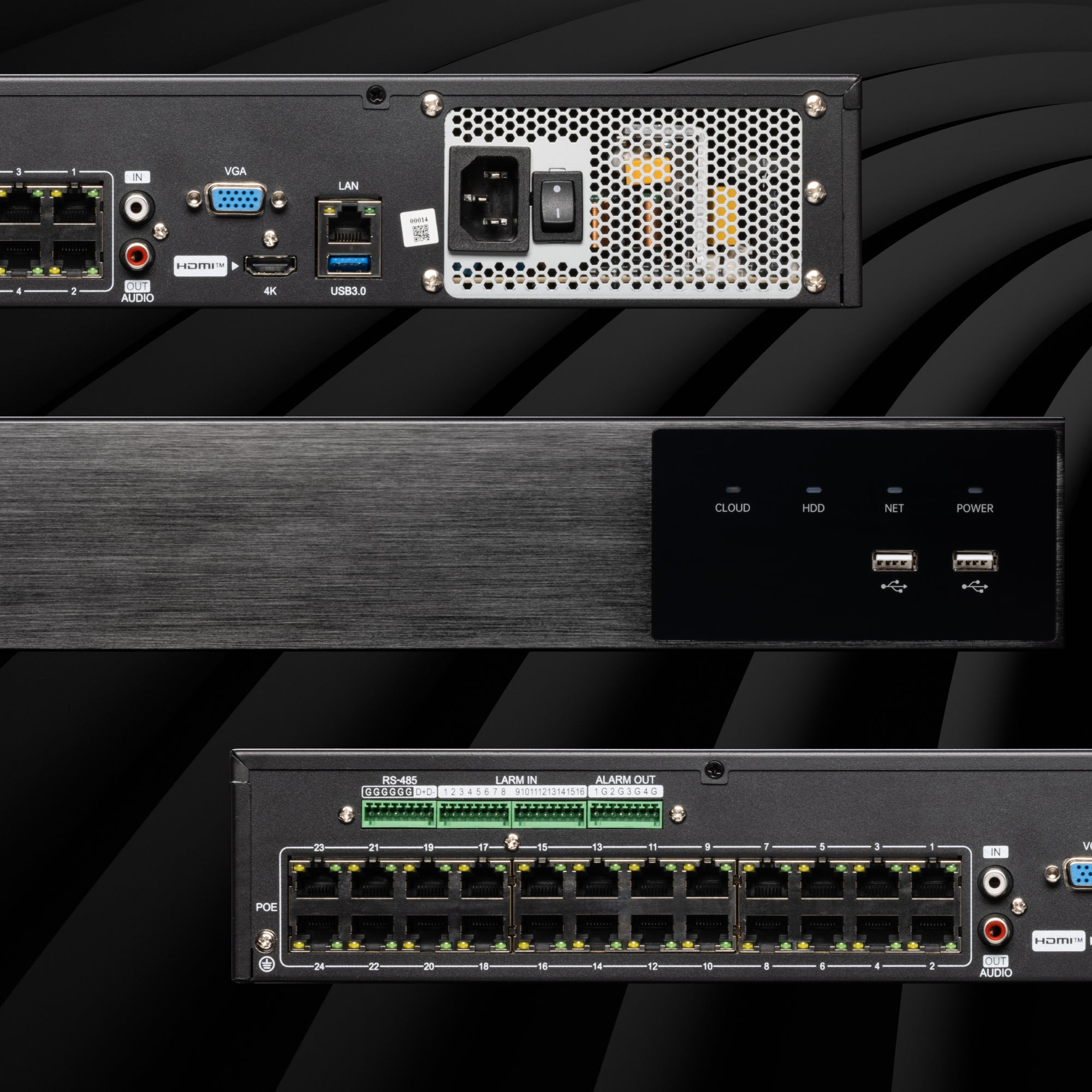 Zxtech Onyx 32CH (24-PoE) 16MP/4K PoE NVR Recorder, 4-Bay 40TB, H.265+, AI Human Detection