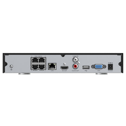 Zxtech Onyx 9CH (4-PoE) 12MP/4K PoE NVR Recorder, 1-Bay 10TB, H.265+, AI Human Detection