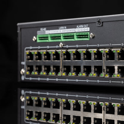 Back Ports of Zxtech 4K 12MP NVR 24 Channel PoE NVR with 32 Channel IP Input