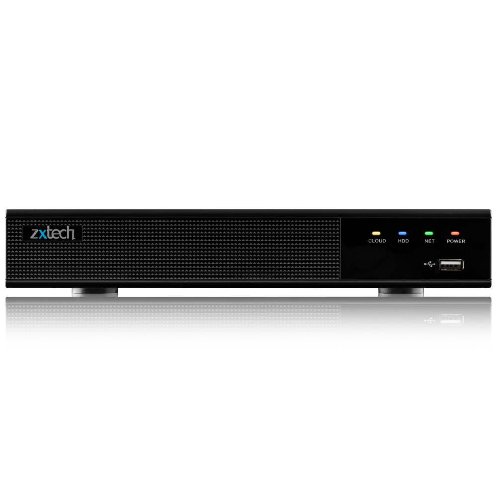 Zxtech Onyx 16CH (8-PoE) 12MP/4K PoE NVR Recorder, 1-Bay 10TB, H.265+, AI Human Detection