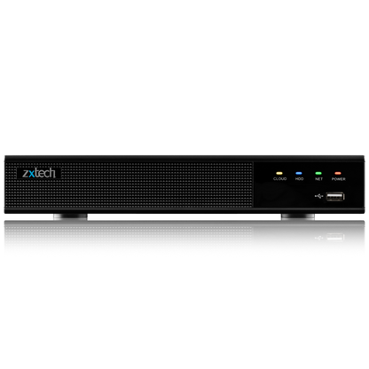 Zxtech Onyx 16CH (8-PoE) 12MP/4K PoE NVR Recorder, 1-Bay 10TB, H.265+, AI Human Detection
