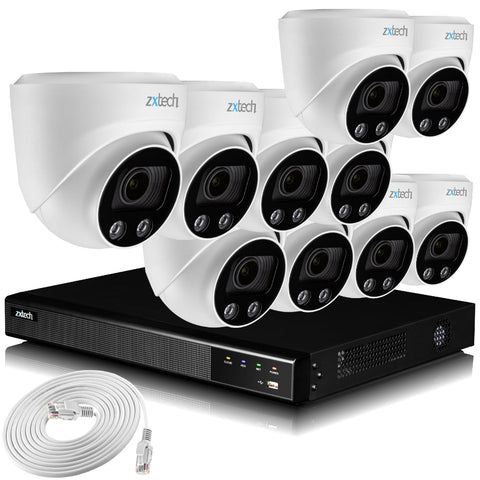 Zxtech 4K CCTV System - 10 x IP PoE Cameras Motorised Lens Face Detection Outdoor Sony Starvis  | RX10C16X