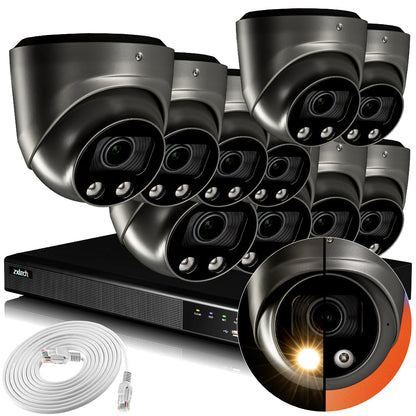 Zxtech 4K CCTV System - 10 x IP PoE Cameras Motorised Lens Face Detection Outdoor Sony Starvis  | RX10G16X
