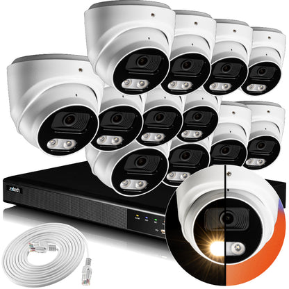 Zxtech 4K CCTV System - 12 x IP PoE Cameras Audio Recording Face Detection Outdoor Sony Starvis  | RX12A16X