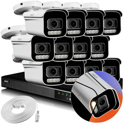Zxtech 4K CCTV System - 12 x IP PoE Cameras Motorised Lens Face Detection Outdoor Sony Starvis Enhanced Night Vision  | RX12D16X