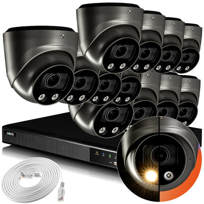 Zxtech 4K CCTV System - 12 x IP PoE Cameras Motorised Lens Face Detection Outdoor Sony Starvis  | RX12G16X