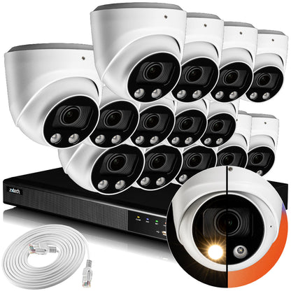 Zxtech 4K CCTV System - 14 x IP PoE Cameras Motorised Lens Face Detection Outdoor Sony Starvis  | RX14C16X