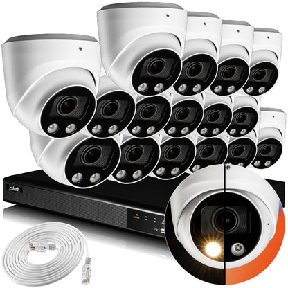 Zxtech 4K CCTV System - 16 x IP PoE Cameras Motorised Lens Face Detection Outdoor Sony Starvis  | RX16C16X