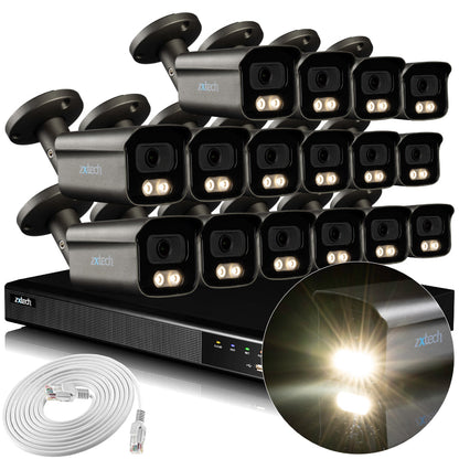 Zxtech Colour Night Vision 16 x 5MP 8MP IR PoE Camera Face Recognition Full System RX16F16X