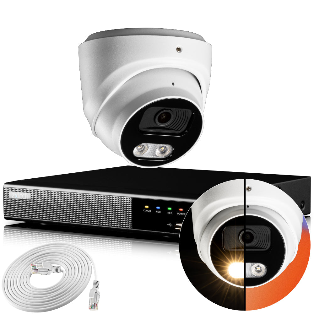 Zxtech 4K CCTV System - 1 x IP PoE Camera Audio Recording Face Detection Outdoor Sony Starvis  | RX1A4Z