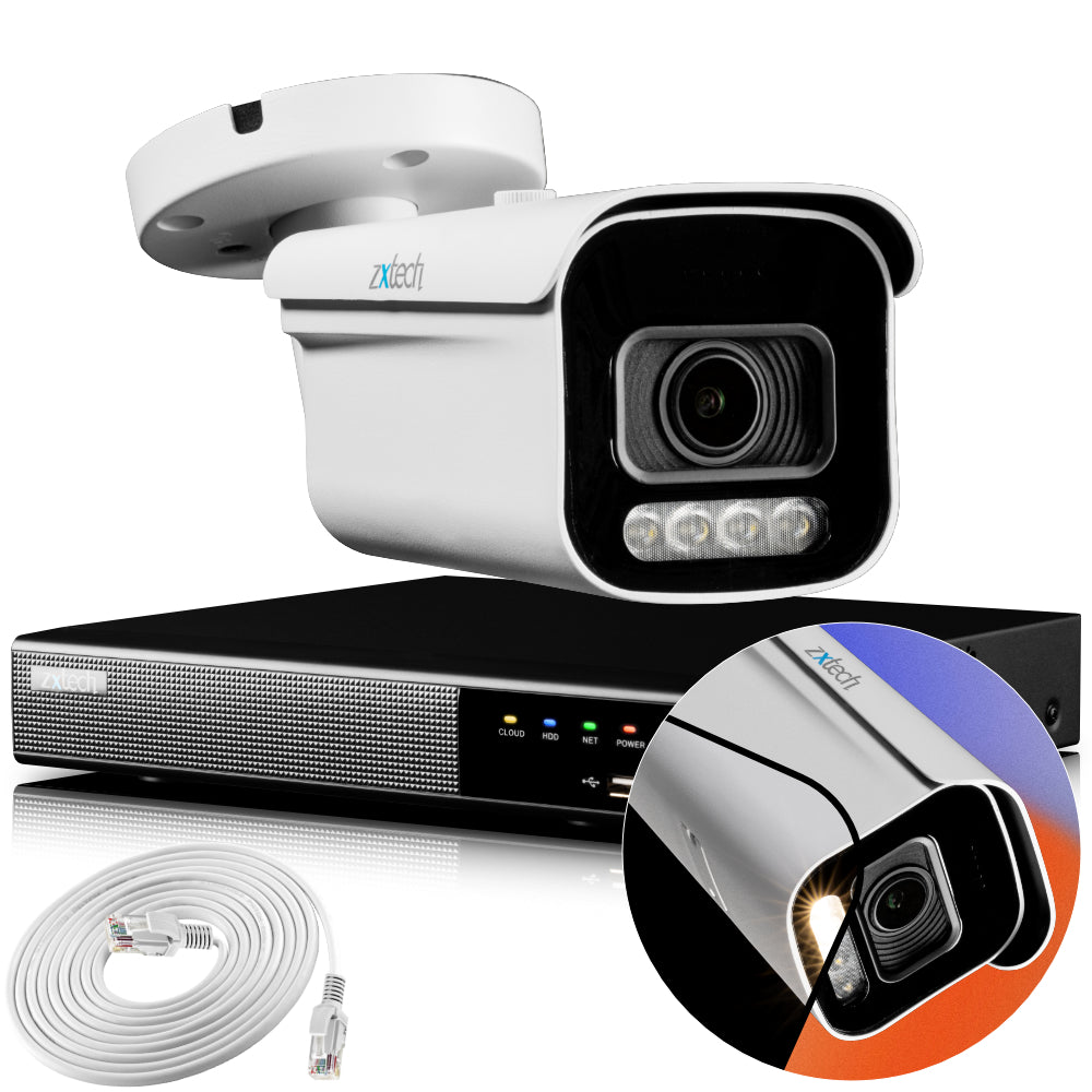 Zxtech 4K CCTV System - 1 x IP PoE Camera Motorised Lens Face Detection Outdoor Sony Starvis Enhanced Night Vision  | RX1D4Z