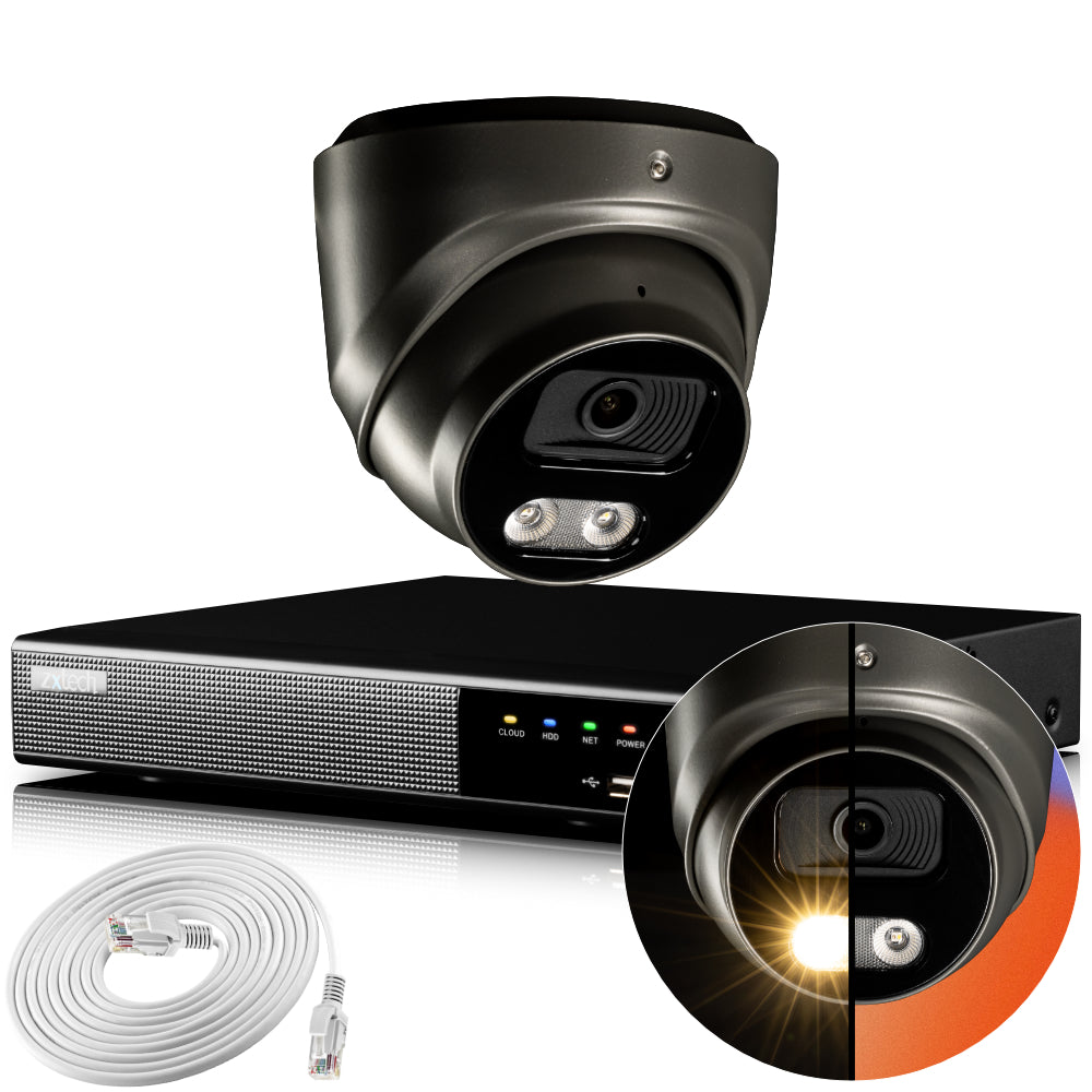 Zxtech 4K CCTV System - 1 x IP PoE Camera Audio Recording Face Detection Outdoor Sony Starvis  | RX1E4Z