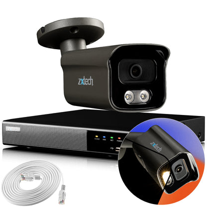 Zxtech 4K CCTV System - 1 x IP PoE Camera Audio Recording Face Detection Outdoor Sony Starvis  | RX1F4Z