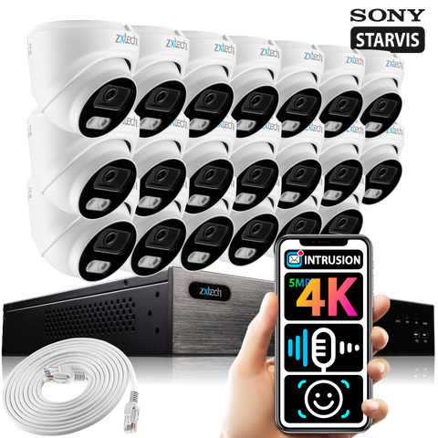Zxtech 20 x 5MP 8MP PoE Camera Outdoor NVR Face Recognition Home CCTV System RX20A24W