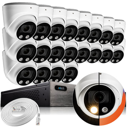 Zxtech 4K CCTV System - 20 x IP PoE Cameras Motorised Lens Face Detection Outdoor Sony Starvis  | RX20C24W
