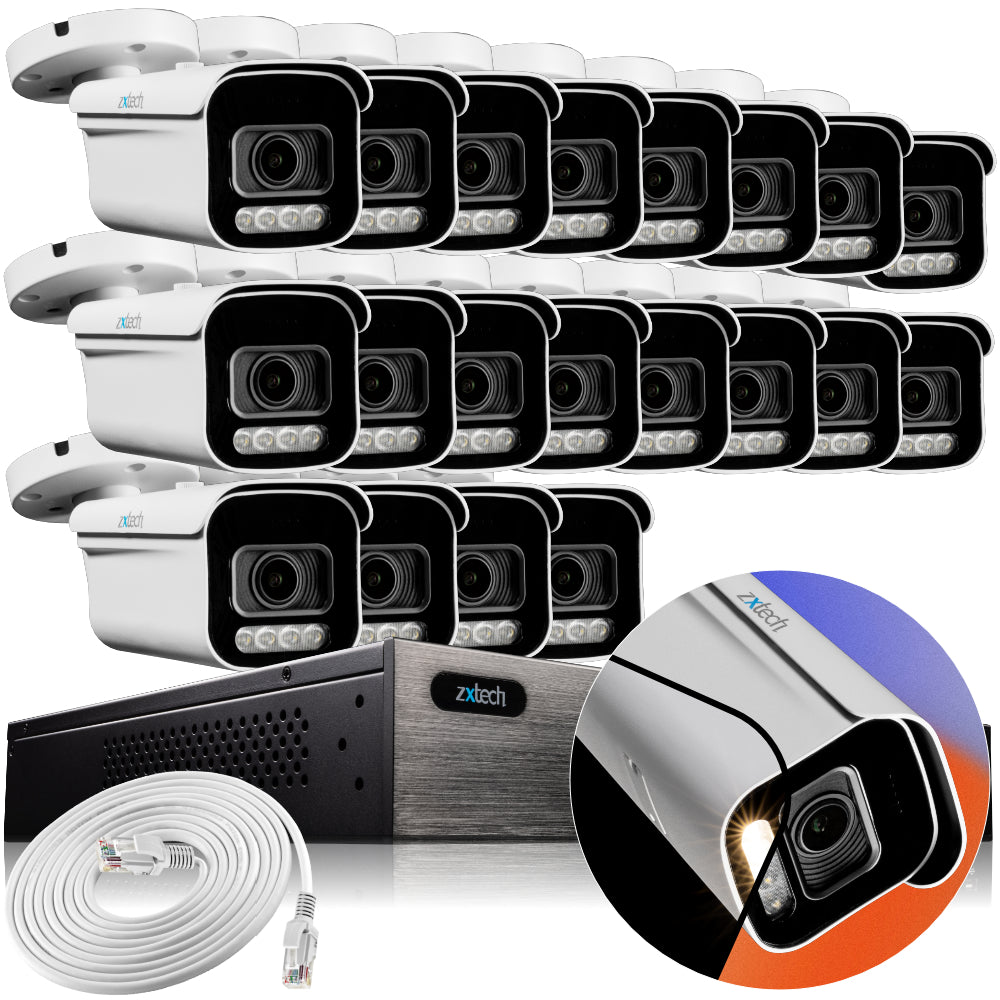 Zxtech 4K CCTV System - 20 x IP PoE Cameras Motorised Lens Face Detection Outdoor Sony Starvis Enhanced Night Vision  | RX20D24W