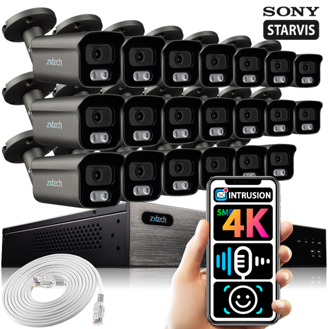 Zxtech 20 x 5MP 8MP IR PoE Camera Face Recognition Full System RX20F24W