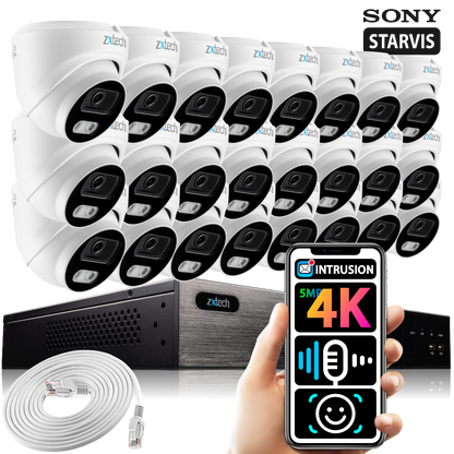 Zxtech 24 x 5MP 8MP PoE Camera Outdoor NVR Face Recognition Home CCTV System RX24A24W