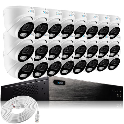 Zxtech 24 x 5MP 8MP PoE Camera Outdoor NVR Face Recognition Home CCTV System RX24A24W