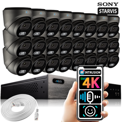 Zxtech 24 x 5MP 8MP PoE IP Cameras CCTV NVR Face Recognition Complete System RX24E24W