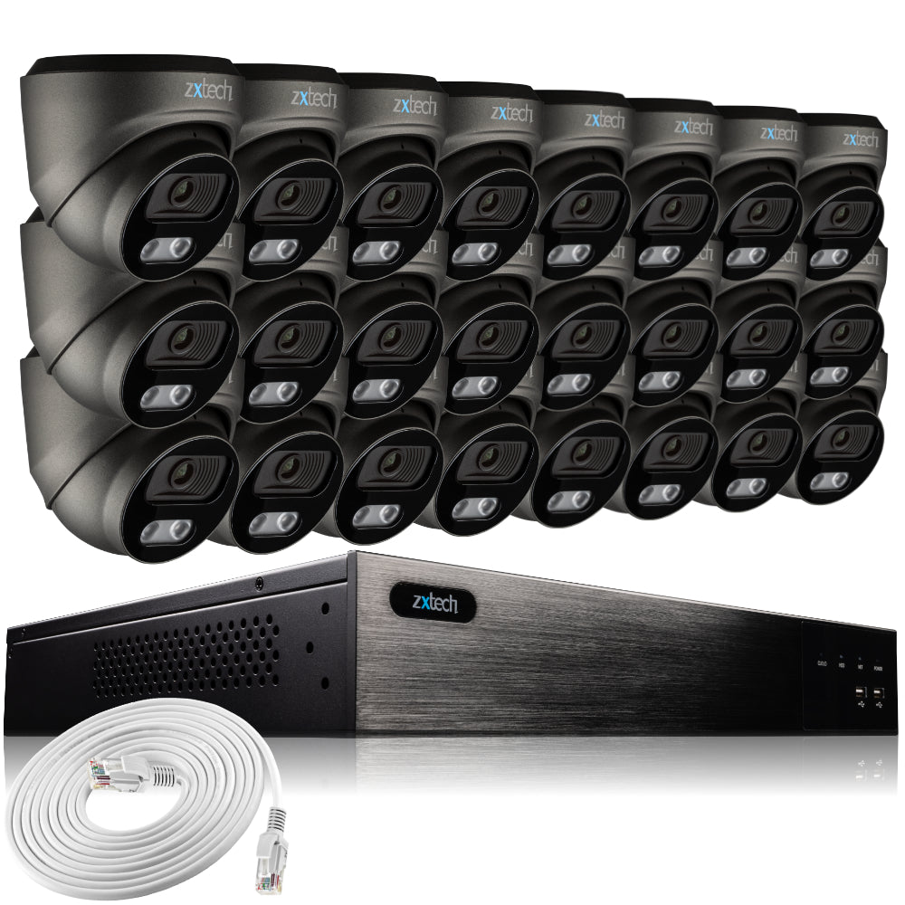 Zxtech 24 x 5MP 8MP PoE IP Cameras CCTV NVR Face Recognition Complete System RX24E24W