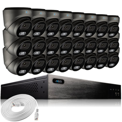 Zxtech 24 x 5MP 8MP PoE IP Cameras CCTV NVR Face Recognition Complete System RX24E24W